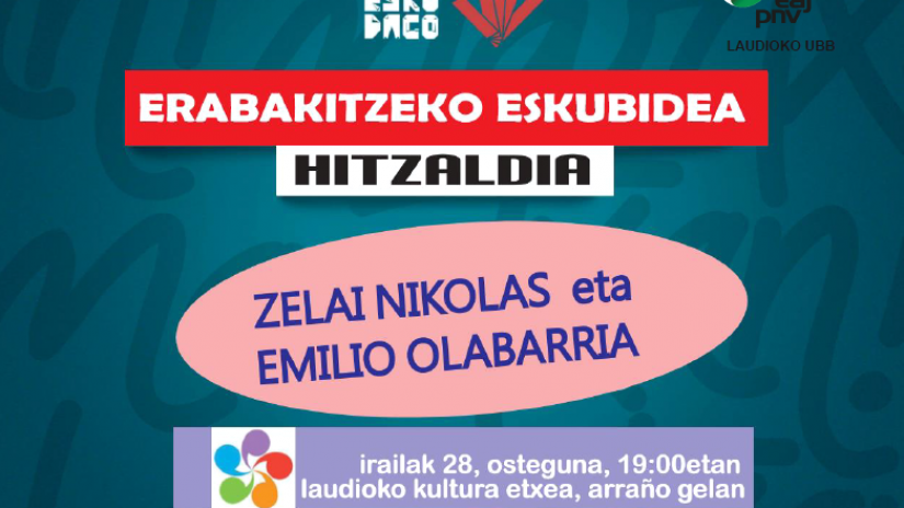 Erabakitzeko eskubidearen inguruko hitzaldia ostegun honetan Kultura Etxean