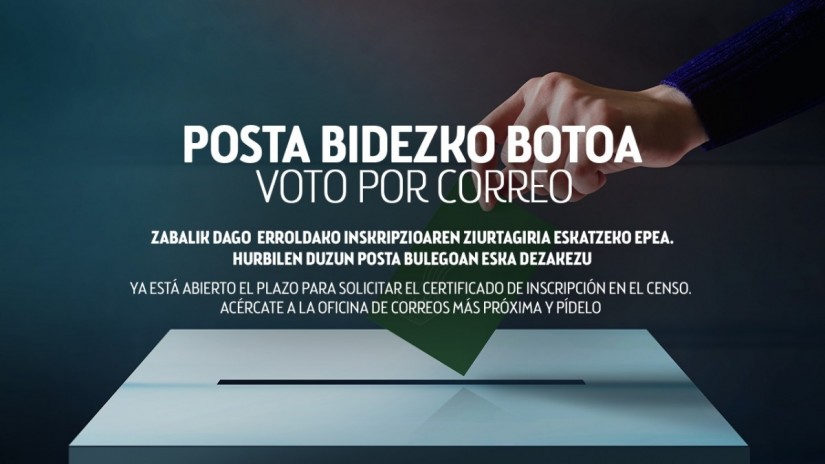 Abierto hasta el 26 de marzo el plazo para solicitar el voto por correo para las Elecciones al Parlamento Vasco
